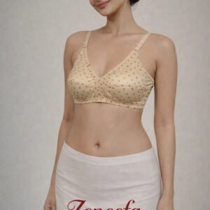 Zeneefa Polka Dot Cotton Bra – Skin | Soft Everyday Comfort Fit (B Cup)