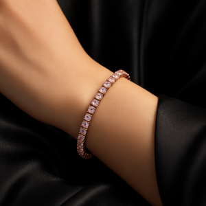 Zeneefa Premium Pink Crystal Tennis Bracelet