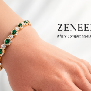 Zeneefa Royal Emerald Crystal Bracelet – Premium Gold-Plated Luxury Jewelry for Women