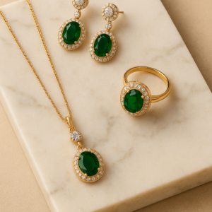 Zeneefa Royal Emerald Jewelry Set