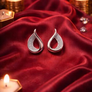 Zeneefa Elegant Teardrop Crystal Stud Earrings for Women | Minimal Luxury Jewelry