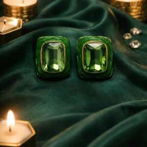 Zeneefa Luxury Rectangular Crystal Stud Earrings – Bold Statement Jewelry for Women