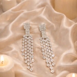 Zeneefa Luxury Crystal Cascade Drop Earrings – Elegant Statement Jewelry for Women