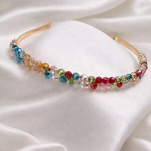 Zeneefa Multicolor Crystal Hair Band for Women – Elegant Party & Festive Headpiece
