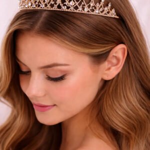 Zeneefa Crystal Crown Hair Tiara for Women – Bridal & Party Wear Headpiece