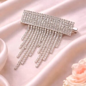 Zeneefa Rhinestone Tassel Hair Barrette – Luxury Crystal Bridal Hair Clip