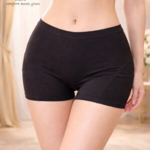Zeneefa Premium Cotton Women’s Boxer Shorts – Soft Breathable Mid-Waist Comfortable Inner-wear (Skin, Black)
